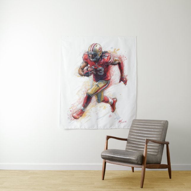 American Football Player spielt mit Ball Poster Wandteppich (Beispiel)
