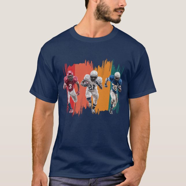 American Football Players Running Sports Design T-Shirt (Vorderseite)