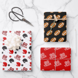 American Football Red and Black Muster Geschenkpapier Set