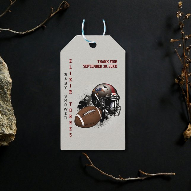 American Football Red & Black Baby Dusche Geschenkanhänger (Von Creator hochgeladen)