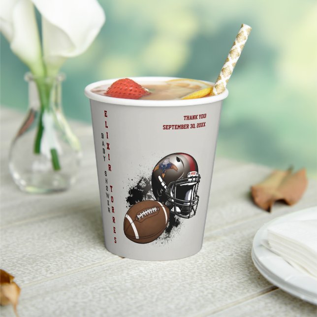 American Football Red & Black Baby Dusche Pappbecher (In Situ)