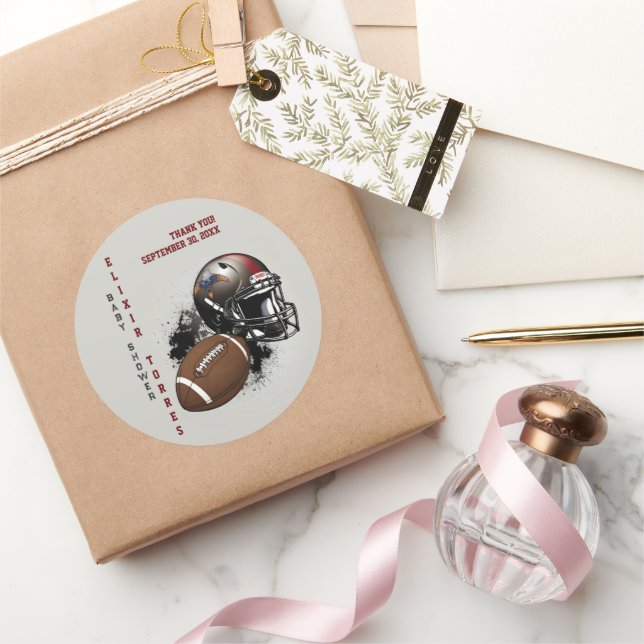American Football Red & Black Baby Dusche Runder Aufkleber (Schenken)