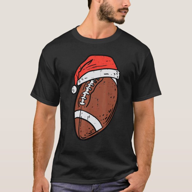 American Football Santa Hat Sports Christmas Xmas  T-Shirt (Vorderseite)