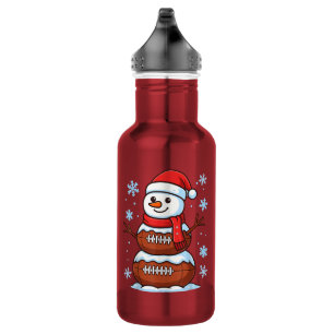 American Football Schneemann Feiertag Xmas Edelstahlflasche