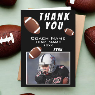 American Football Schwarz Danke Trainer Fotokarte
