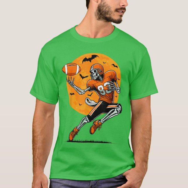 American Football Skeleton Boys Halloween Football T-Shirt (Vorderseite)