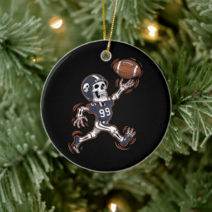 American Football Skeleton Halloween Football Keramik Ornament