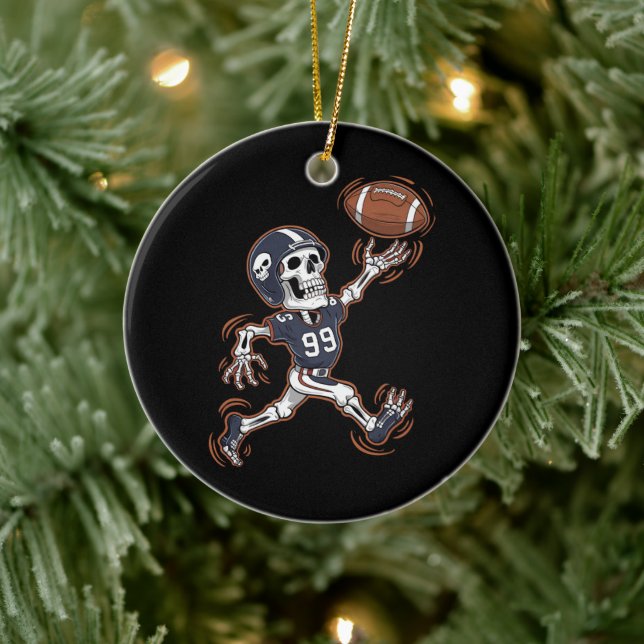 American Football Skeleton Halloween Football Keramik Ornament (Baum)