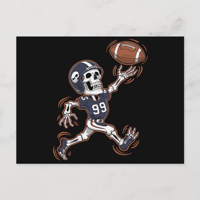 American Football Skeleton Halloween Football Postkarte (Vorderseite)