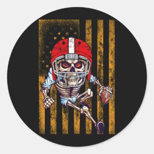 American Football Skeleton Halloween Linemen Footb Runder Aufkleber