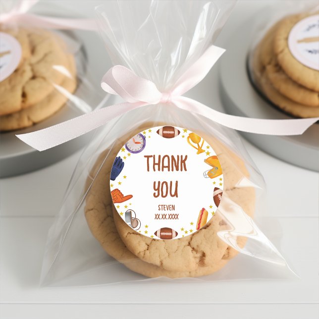 American Football sport kids danke Runder Aufkleber (Von Creator hochgeladen)