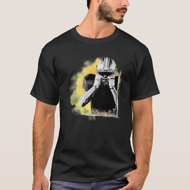 American Football Sports Yellow Player  T-Shirt (Vorderseite)