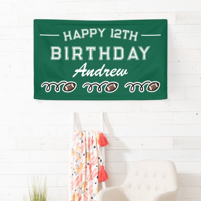 American Football Theme Happy Birthday Party Banner (Insitu)