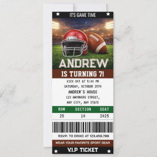 American Football Ticket Geburtstagsfeier Einladung