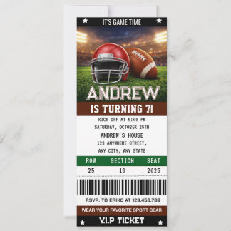 American Football Ticket Geburtstagsfeier Einladung
