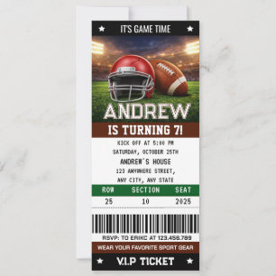American Football Ticket Geburtstagsfeier Einladung