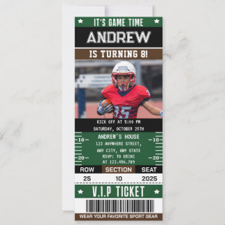 American Football Ticket mit benutzerdefiniertem F Einladung