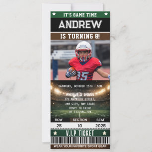 American Football Ticket mit individuellem Foto Einladung