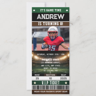 American Football Ticket mit individuellem Foto Einladung