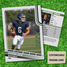 American Football Trading Card Custom Gift Green