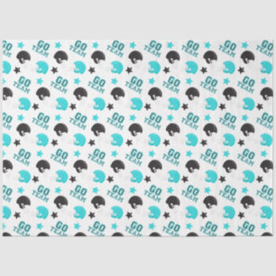American Football Turquoise Blue and Black Pattern Seidenpapier