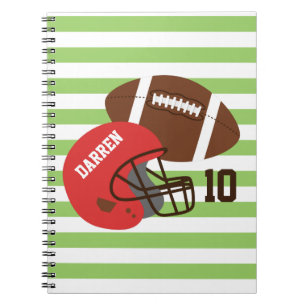 American Football und roter Helm Notizblock