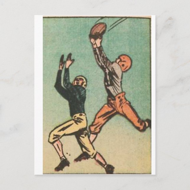 American Football Vintag Comic Ausschnitt Postkarte (Vorderseite)