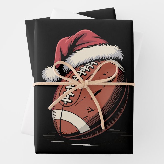 American Football Weihnachtsmannmütze Sports Weihn Geschenkpapier Set (Beispiel)