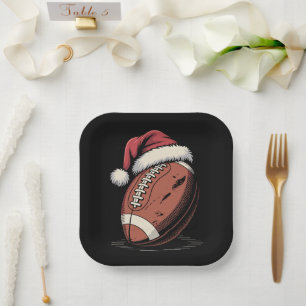 American Football Weihnachtsmannmütze Sports Weihn Pappteller