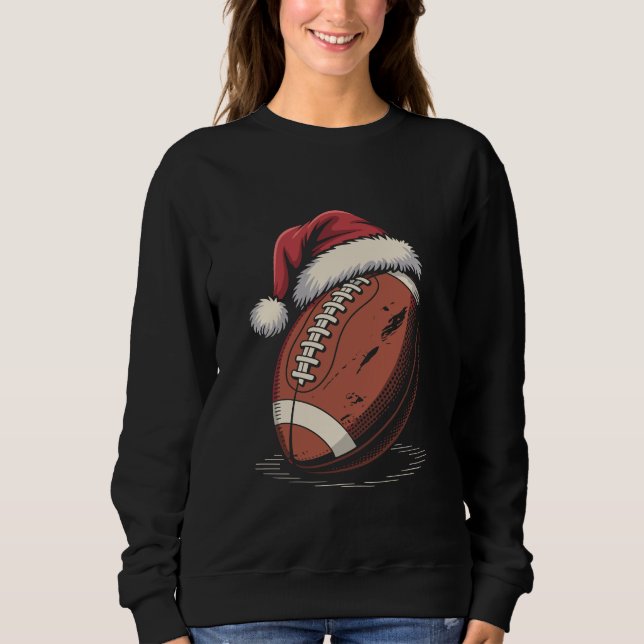 American Football Weihnachtsmannmütze Sports Weihn Sweatshirt (Vorderseite)