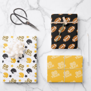 American Football Yellow and Black Muster Geschenkpapier Set