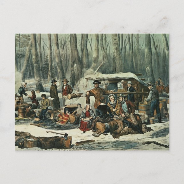 American Forest Scene - Maple Sugaring, 1856 Postkarte (Vorderseite)