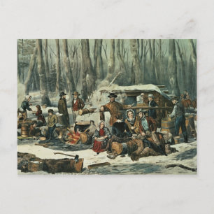 American Forest Scene - Maple Sugaring, 1856 Postkarte