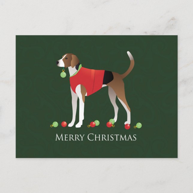 American Foxhound Christmas Feiertagspostkarte (Vorderseite)