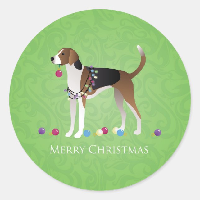 American Foxhound Christmas - Feliz Naughty Dog Runder Aufkleber (Vorderseite)