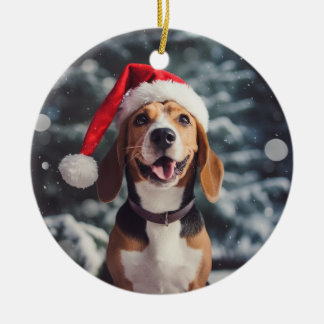 American Foxhound Dog Christmas Keepake Keramik Ornament