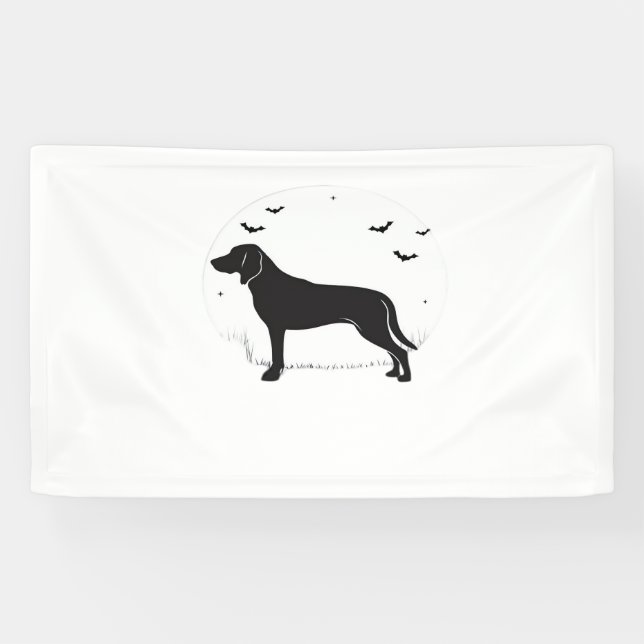American Foxhound Dog - Halloween Moon Silhouette Banner (Horizontal)