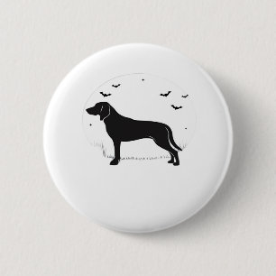 American Foxhound Dog - Halloween Moon Silhouette Button