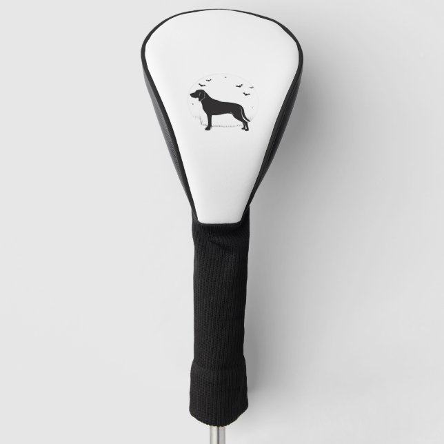 American Foxhound Dog - Halloween Moon Silhouette Golf Headcover (Vorderseite)