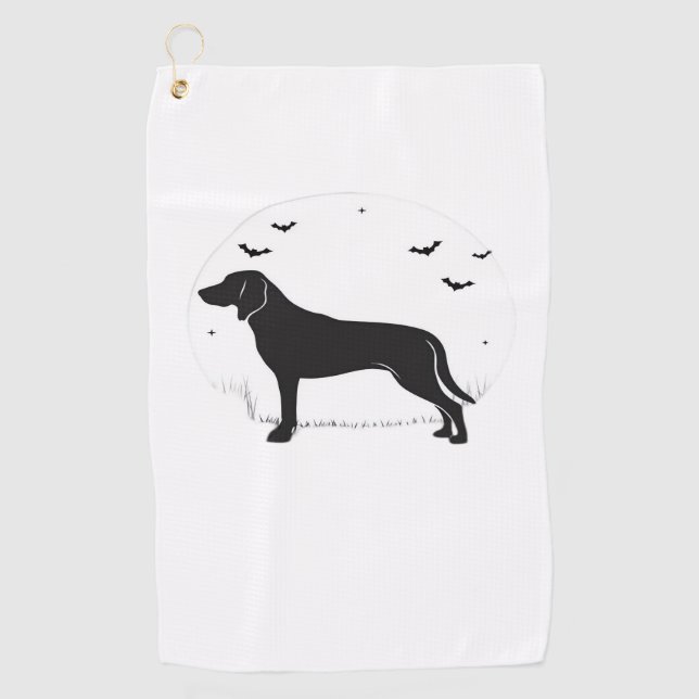American Foxhound Dog - Halloween Moon Silhouette Golfhandtuch (Vorderseite)