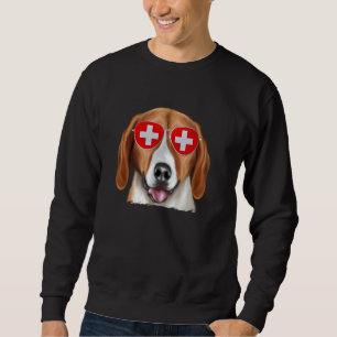 American Foxhound Dog Schweiz Flaggensonnenbrille Sweatshirt