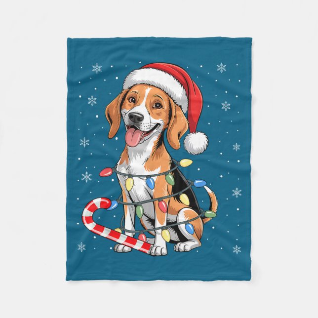 American Foxhound Dog Ugly Christmas Candy Cane Tr Fleecedecke (Vorderseite)