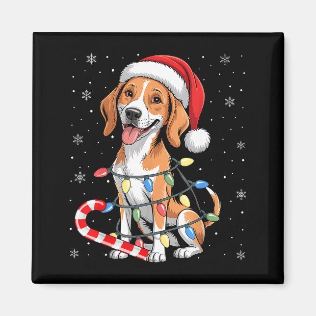 American Foxhound Dog Ugly Christmas Candy Cane Tr Magnet (Vorne)