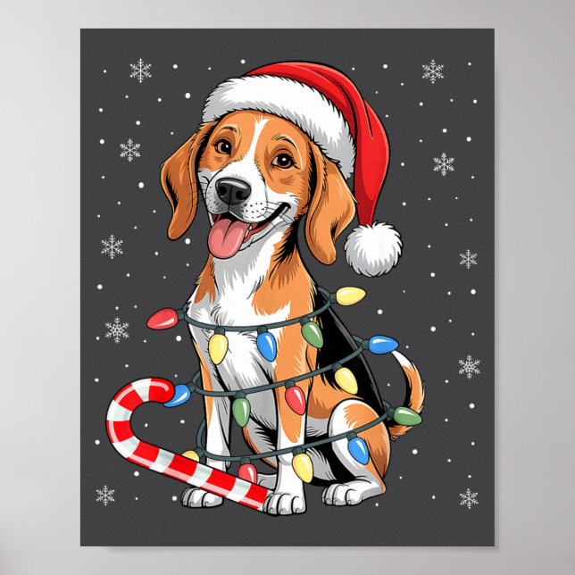 American Foxhound Dog Ugly Christmas Candy Cane Tr Poster (Vorne)