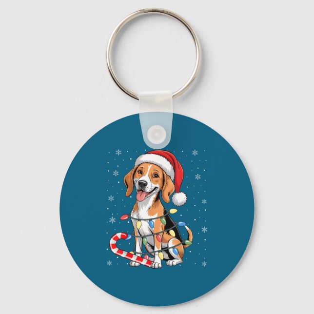 American Foxhound Dog Ugly Christmas Candy Cane Tr Schlüsselanhänger (Vorderseite)