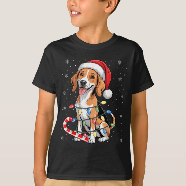 American Foxhound Dog Ugly Christmas Candy Cane Tr T-Shirt (Vorderseite)