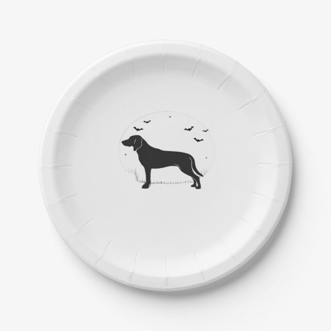 American Foxhound Hund � Halloween Moon Silhouette Pappteller (Vorderseite)