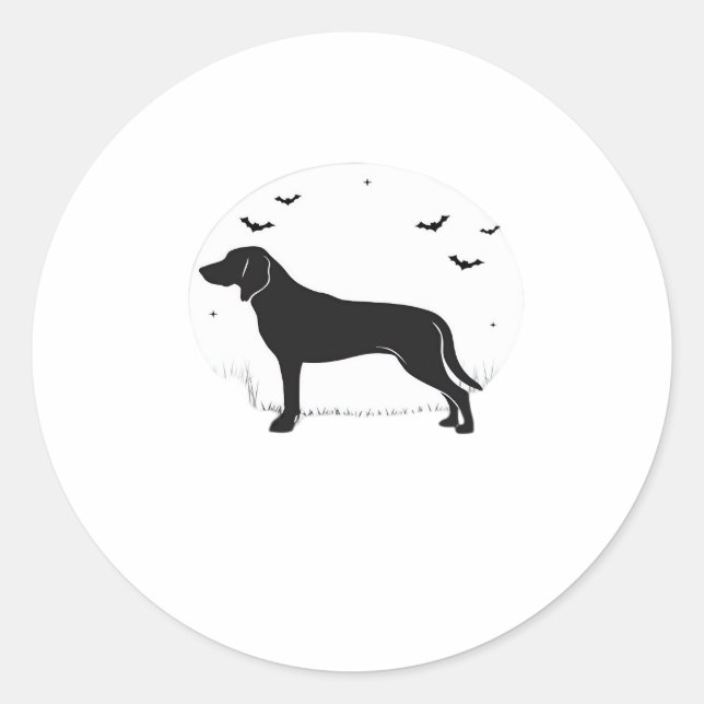 American Foxhound Hund � Halloween Moon Silhouette Runder Aufkleber (Vorderseite)