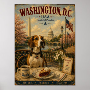 American Foxhound in Washington Vintage Reise Kuns Poster