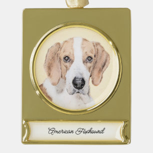 American Foxhound Painting - Niedliche Original Do Banner-Ornament Gold